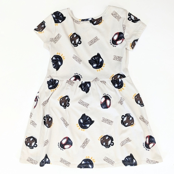 Girls' Marvel x Nikkolas Smith Trio Print Dress Beige Character - Picture 2 of 4